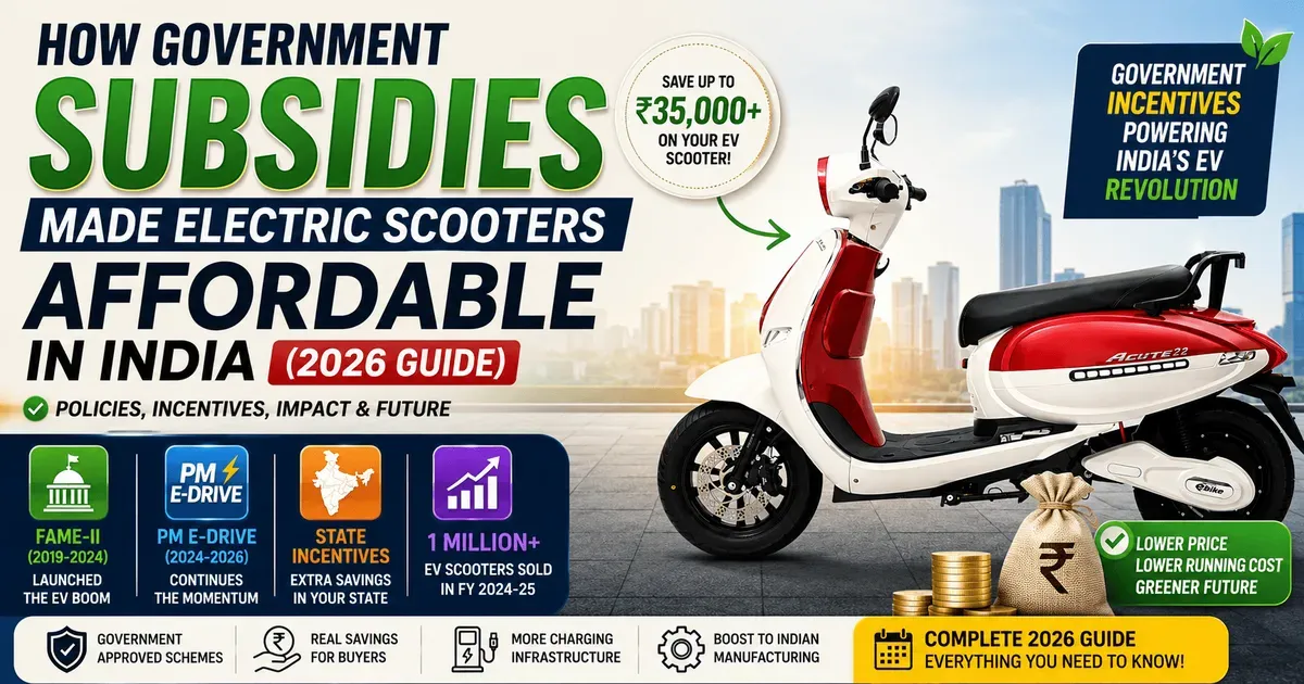 How Government Subsidies Made Electric Scooters Affordable in India (2026 Guide)